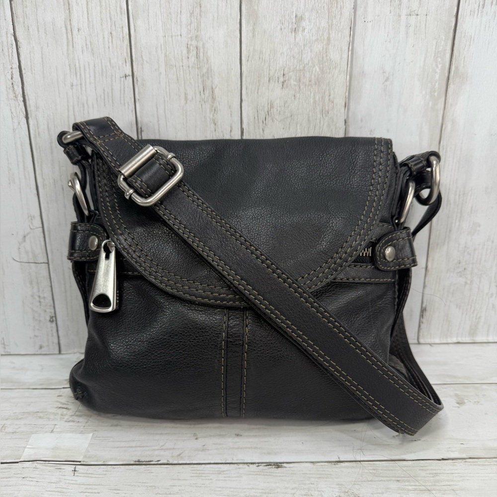 VTG Fossil Fifty Four Classic Black Pebbled Leather Crossbody Bag Durable 90s - Picture 3 of 16